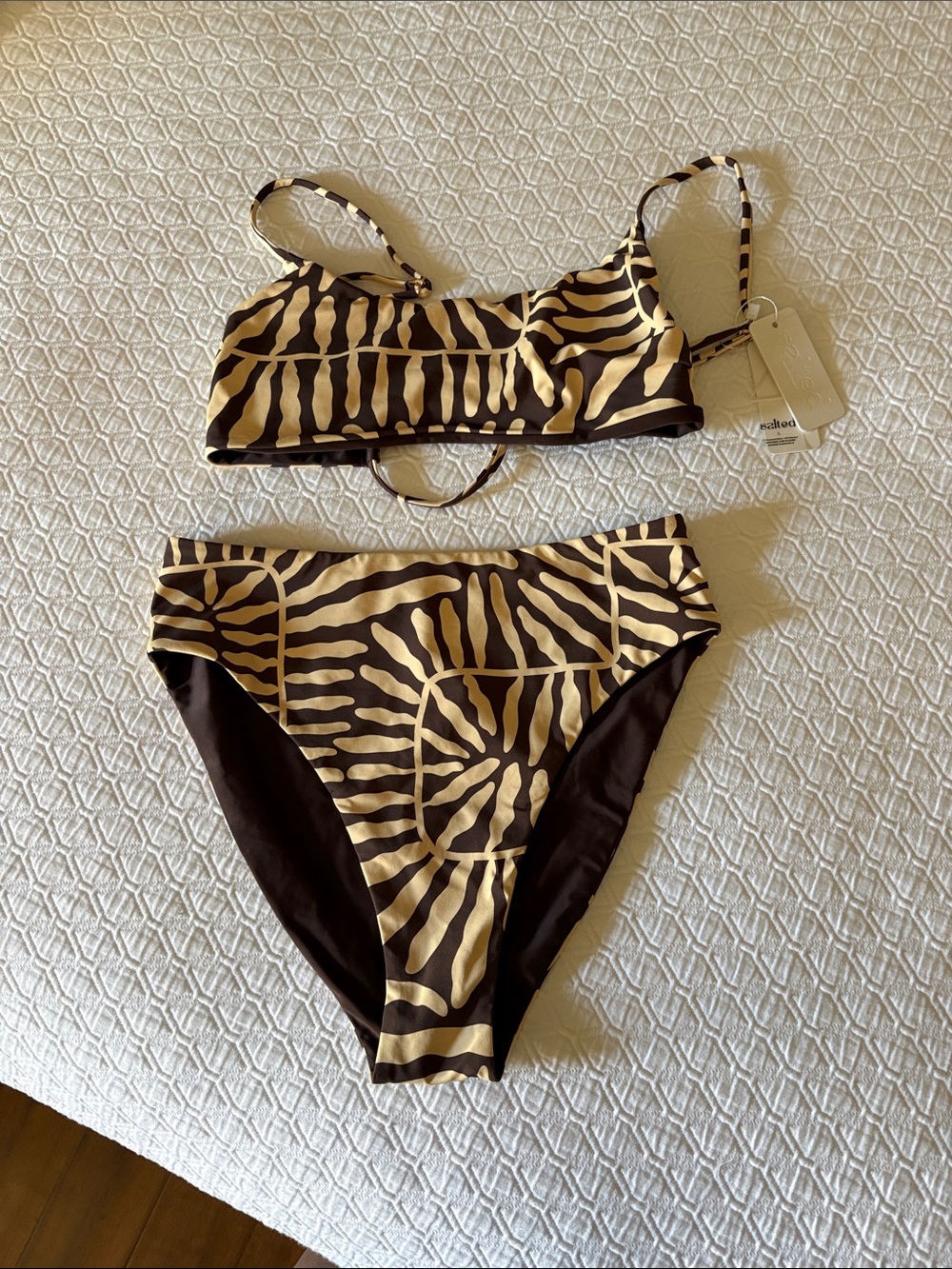 SaltedAU Brown & Cream High-waisted bikini